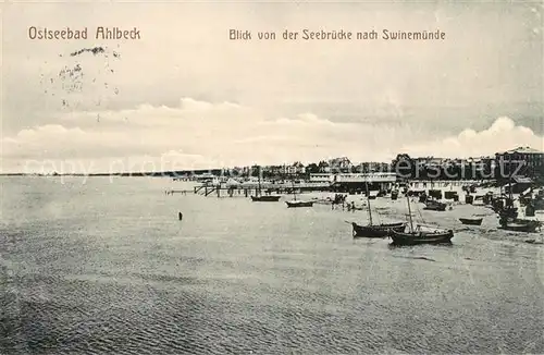 Ahlbeck Ostseebad Blick von der Seebruecke nach Swinemuende Kat. Heringsdorf Insel Usedom