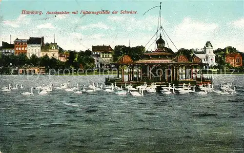 AK / Ansichtskarte Hamburg Aussenalster mit Fuetterungsstelle der Schwaene Kat. Hamburg