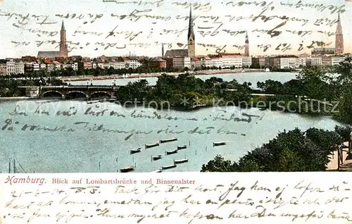 AK / Ansichtskarte Hamburg Blick auf Lombartsbruecke und Binnenalster Litho Kat. Hamburg