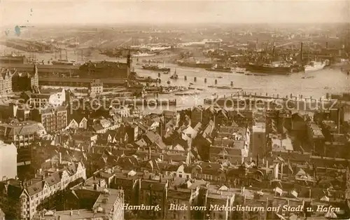 AK / Ansichtskarte Hamburg Blick vom Michaelisturm auf Stadt und Hafen Kat. Hamburg