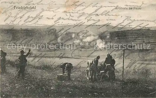 AK / Ansichtskarte Friedrichsfeld Niederrhein Artillerie im Feuer Soldaten Kanone Kat. Voerde (Niederrhein)