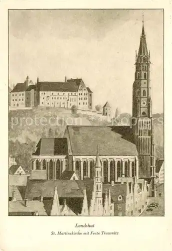 AK / Ansichtskarte Landshut Isar St. Martinskirche mit Feste Trausnitz Kat. Landshut