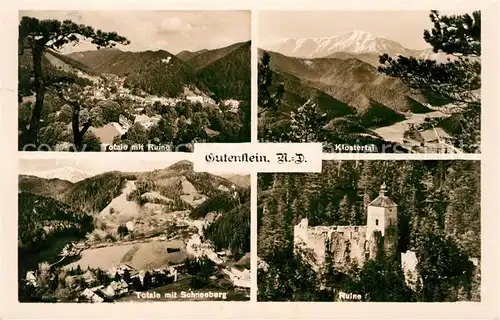 AK / Ansichtskarte Gutenstein Niederoesterreich Totale Klostertal Schneeberg Ruine Kat. Gutenstein