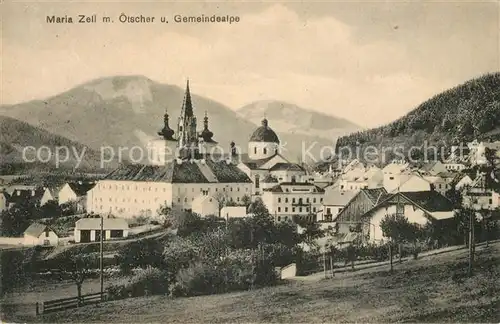 Mariazell Steiermark Wallfahrtskirche mit oetscher und Gemeindealpe Kat. Mariazell