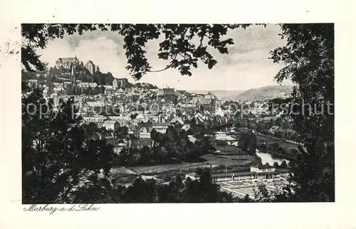 Marburg Lahn Stadtblick mit Schloss Kat. Marburg
