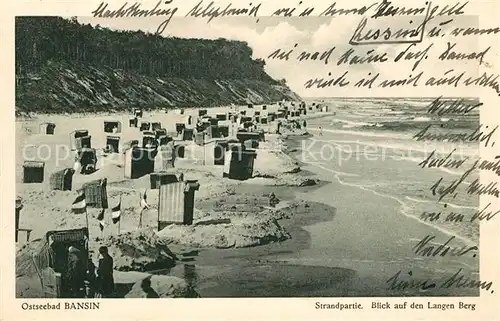 Bansin Ostseebad Strandpartie Blick auf den Langen Berg Kat. Heringsdorf