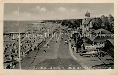 Kuehlungsborn Ostseebad Strand und Promenade von Westen Kat. Kuehlungsborn