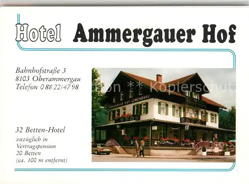AK / Ansichtskarte Oberammergau Hotel Ammergauer Hof Kat. Oberammergau
