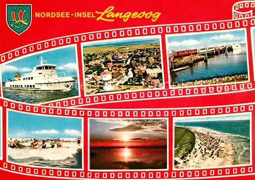 AK / Ansichtskarte Langeoog Nordseebad Faehre Fliegeraufnahme Strand Kat. Langeoog