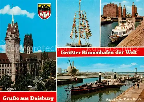 AK / Ansichtskarte Duisburg Ruhr Rathaus Raddampfer Oskar Huber Kat. Duisburg