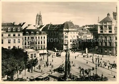 AK / Ansichtskarte Dresden Postplatz vor der Zerstoerung 1945 Strassenbahnen Kat. Dresden Elbe