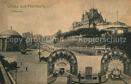 Hamburg Elbtunnel Bauwerke Kupfertiefdruck Kat. Hamburg