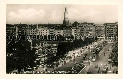 Hamburg Jungfernstieg mit Alsterpavillon Kat. Hamburg