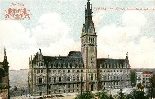 Hamburg Rathaus Kaiser Wilhelm Denkmal Kat. Hamburg