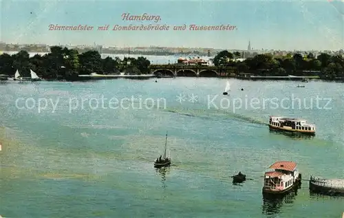 AK / Ansichtskarte Hamburg Binnenalster mit Lombardsbruecke und Aussenalster Kat. Hamburg