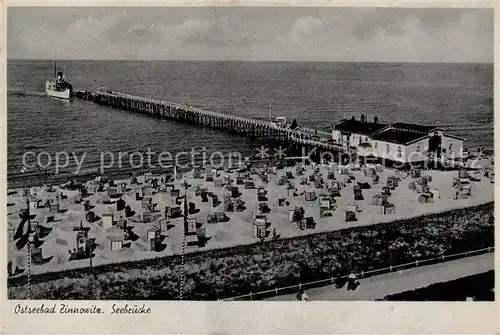 AK / Ansichtskarte Zinnowitz Ostseebad Strand Seebruecke