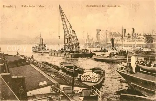 AK / Ansichtskarte Hamburg Kuhwaerder Hafen Schwimmender Riesenkran Kat. Hamburg