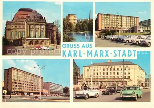 AK / Ansichtskarte Karl Marx Stadt Opernhaus Interhotel Moskau Chemnitzer Hof Kat. Chemnitz