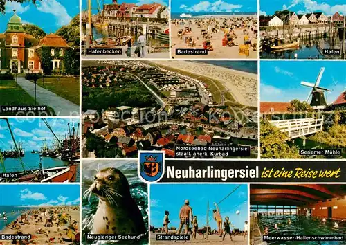 AK / Ansichtskarte Neuharlingersiel Landhaus Sielhof Hafen Seriemer Muehle Kat. Neuharlingersiel