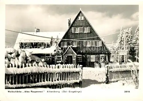 AK / Ansichtskarte Altenberg Erzgebirge Gasthaus Altes Raupennest Winterlandschaft Kat. Geising