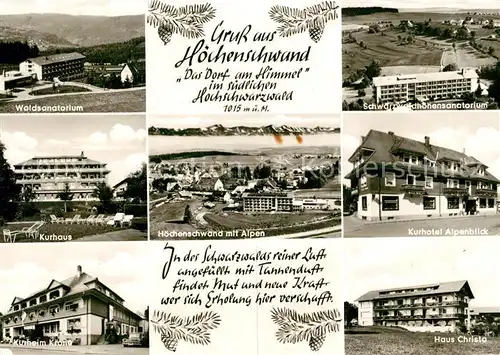 AK / Ansichtskarte Hoechenschwand Waldsanatorium Kurhaus Kurheim Krone Kurhotel Alpenblick Kat. Hoechenschwand