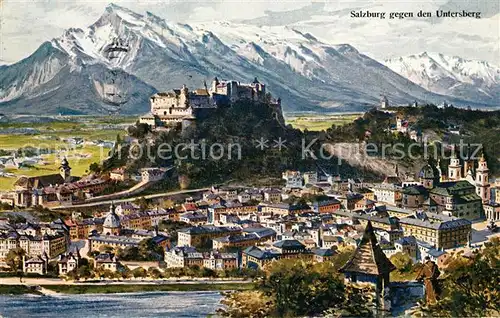 AK / Ansichtskarte Salzburg Oesterreich mit Hohensalzburg und Untersberg Kat. Salzburg