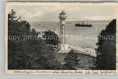 AK / Ansichtskarte Wittenbergen Elbe Leuchtturm Strand Dampfer Kat. Hamburg