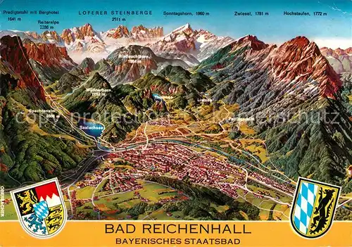 AK / Ansichtskarte Bad Reichenhall Relief Karte Muellnerhorn Listsee Sonntagshorn Kat. Bad Reichenhall