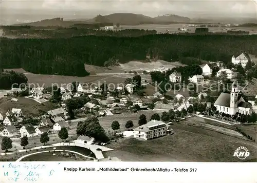 AK / Ansichtskarte Groenenbach Bad Fliegeraufnahme Kneipp Kurheim Mathildenbad Kirche Kat. Bad Groenenbach