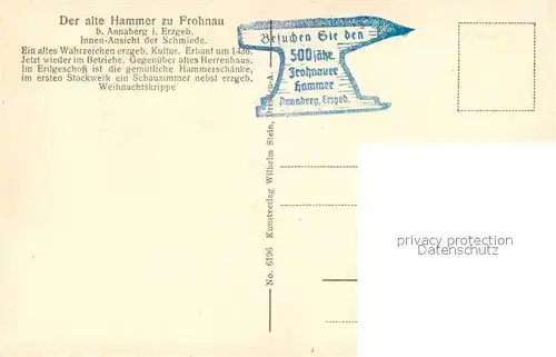 AK / Ansichtskarte Annaberg Buchholz Erzgebirge Frohnauer Hammer Schmiede Kat. Annaberg