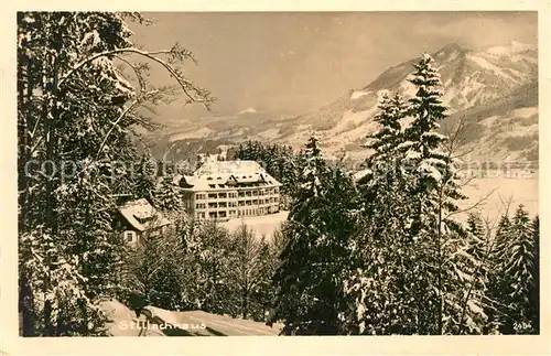 AK / Ansichtskarte Oberstdorf Kuranstalt Stillachhaus Winterpanorama Allgaeuer Alpen Kat. Oberstdorf