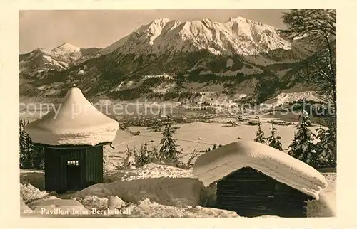 AK / Ansichtskarte Oberstdorf Pavillon beim Bergkristall Winterpanorama Allgaeuer Alpen Kat. Oberstdorf