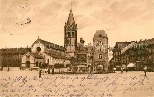 AK / Ansichtskarte Eisenach Thueringen Karlsplatz mit Nicolaitor Kirche Lutherdenkmal Kat. Eisenach
