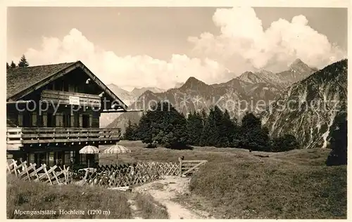 AK / Ansichtskarte Oberstdorf Alpengaststaette Hochleite Allgaeuer Alpen Kat. Oberstdorf