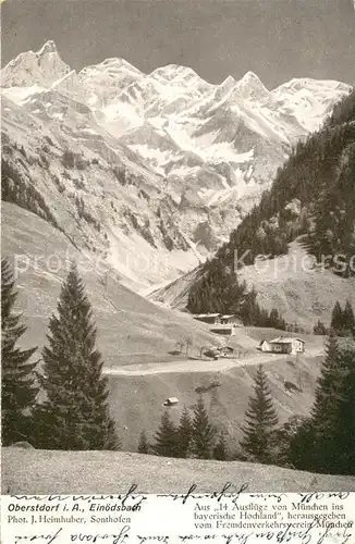 AK / Ansichtskarte Einoedsbach Landschaftspanorama Bergdorf Maedelegabelgruppe Allgaeuer Alpen Kat. Oberstdorf