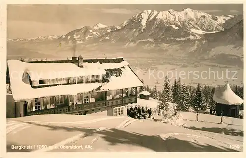 AK / Ansichtskarte Oberstdorf Gaststaette Pension Bergkristall Winterpanorama Allgaeuer Alpen Kat. Oberstdorf