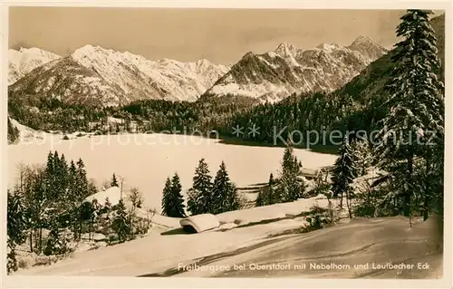 AK / Ansichtskarte Oberstdorf Freibergsee Nebelhorn Laufbacher Eck Winterpanorama Allgaeuer Alpen Kat. Oberstdorf
