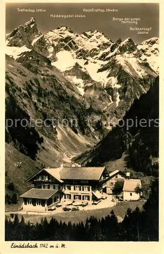 AK / Ansichtskarte Einoedsbach Alpengasthof Fremdenheim Allaeuger Alpen Bromsilber Buetten Kat. Oberstdorf