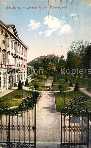 AK / Ansichtskarte Salzburg Oesterreich Eingang in den Mirabellgarten Kat. Salzburg