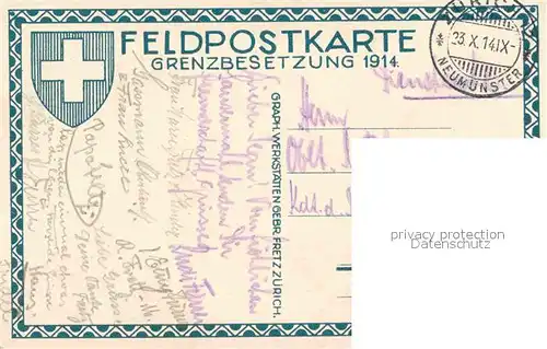 AK / Ansichtskarte Militaria Schweiz Grenzbesetzung 1914 Kuenstlerkarte  Kat. Militaria