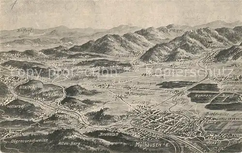 AK / Ansichtskarte Mulhouse Muehlhausen Panoramakarte Schlachtfeldplan Vogesen Kat. Mulhouse