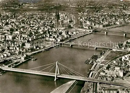 AK / Ansichtskarte Koeln Rhein Fliegeraufnahme Deutzer Bruecke Hohenzollernbruecke Dom Kat. Koeln