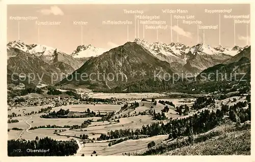 AK / Ansichtskarte Oberstdorf Landschaftspanorama vom Jaegersberg gesehen Allgaeuer Alpen Kat. Oberstdorf