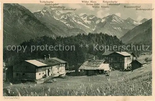 AK / Ansichtskarte Schwand Oberstdorf Teilansicht Bergdorf Alpenpanorama Kat. Oberstdorf