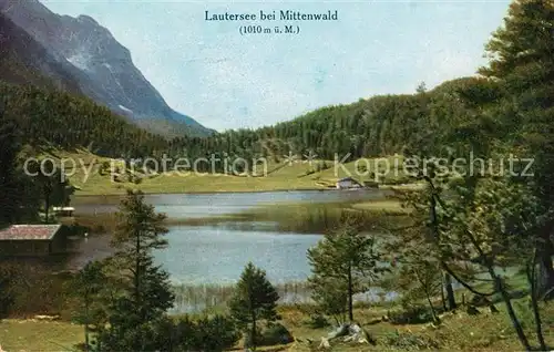 AK / Ansichtskarte Mittenwald Bayern Landschaftspanorama mit Lautersee Kat. Mittenwald
