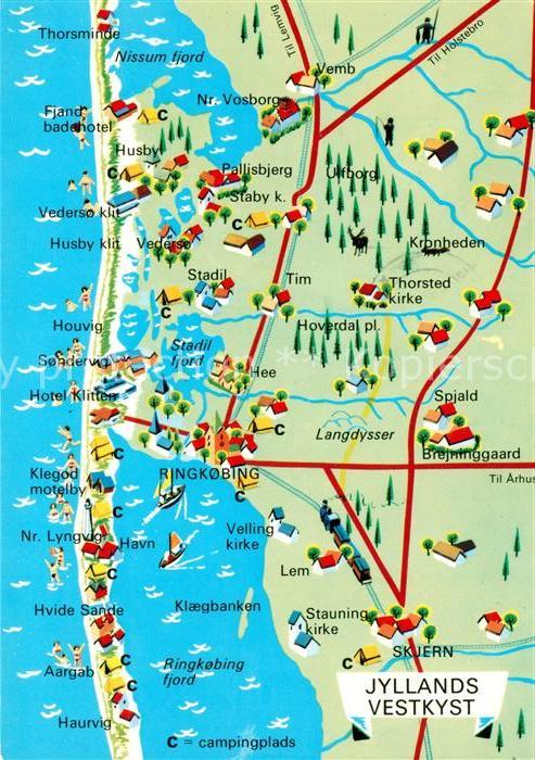 AK / Ansichtskarte Jylland Westkueste Landkarte Kat. Daenemark Nr