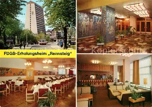 AK / Ansichtskarte Oberhof Thueringen FDGB Erholungsheim Rennsteig Empfang Speisesaal Bar Kat. Oberhof Thueringen