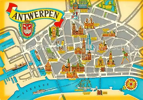 Antwerpen Anvers Stadtplan Illustration Kat. 