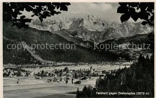 Farchant Landschaftspanorama gegen Dreitorspitze Wettersteingebirge Kat. Farchant
