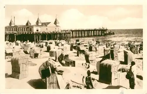 Ahlbeck Ostseebad Strand Seebruecke Kat. Heringsdorf Insel Usedom